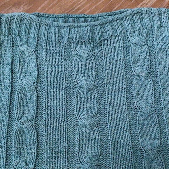 Norton Studio Womens Teal Cable Knit Pullover Sweater Size Small - Picture 2 of 9